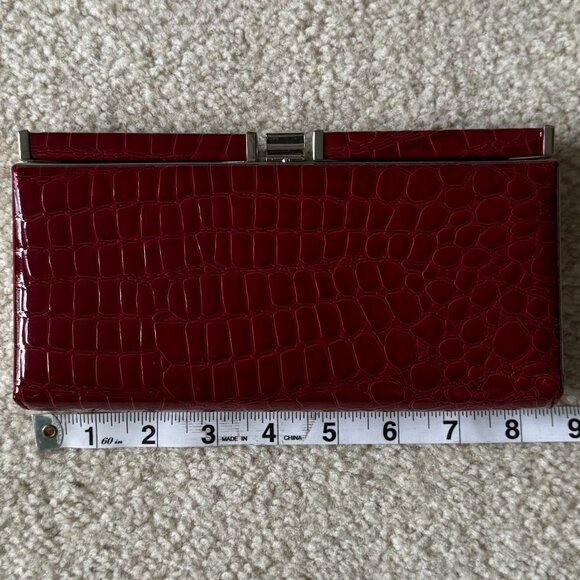 LOFT Patent Clutch / Purse - Red Embossed Animal Print - Picture 6 of 8